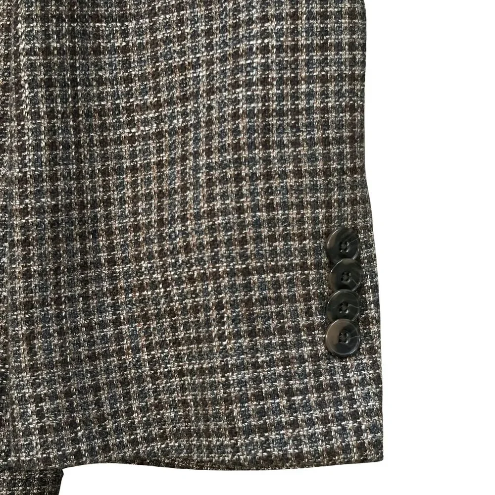 Jos A Bank 1905 48R Brown Check Relaxed Soft Shoulder Blazer Jacket Sport Coat